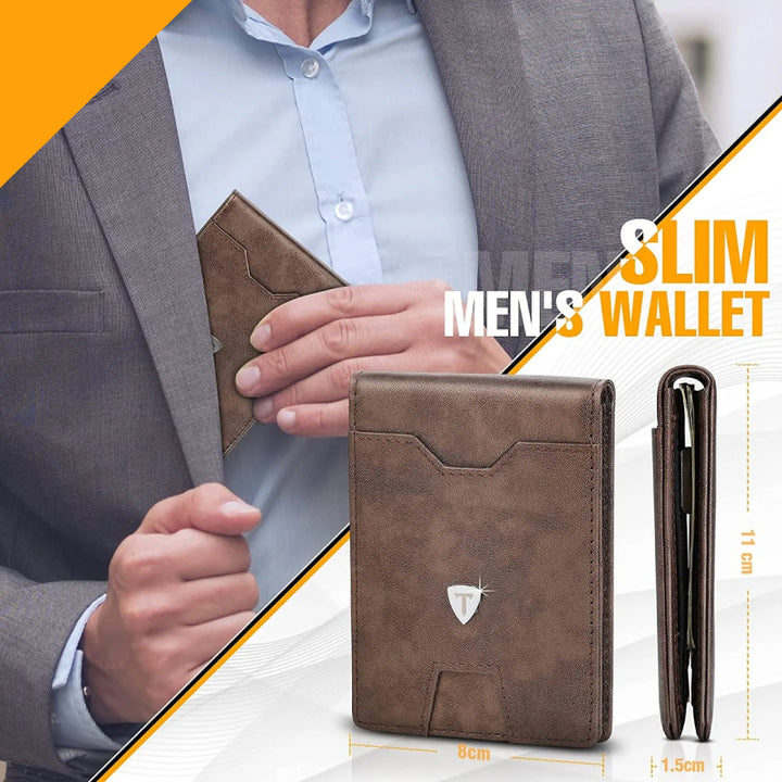 Slim Bifold Wallet with RFID Blocking and Money Clip