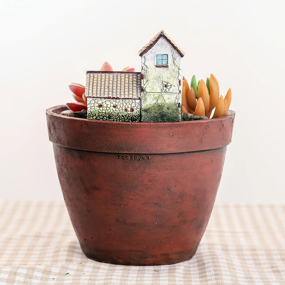 Creative Farmhouse Resin Succulent Planter - Fairy Garden Home Decor