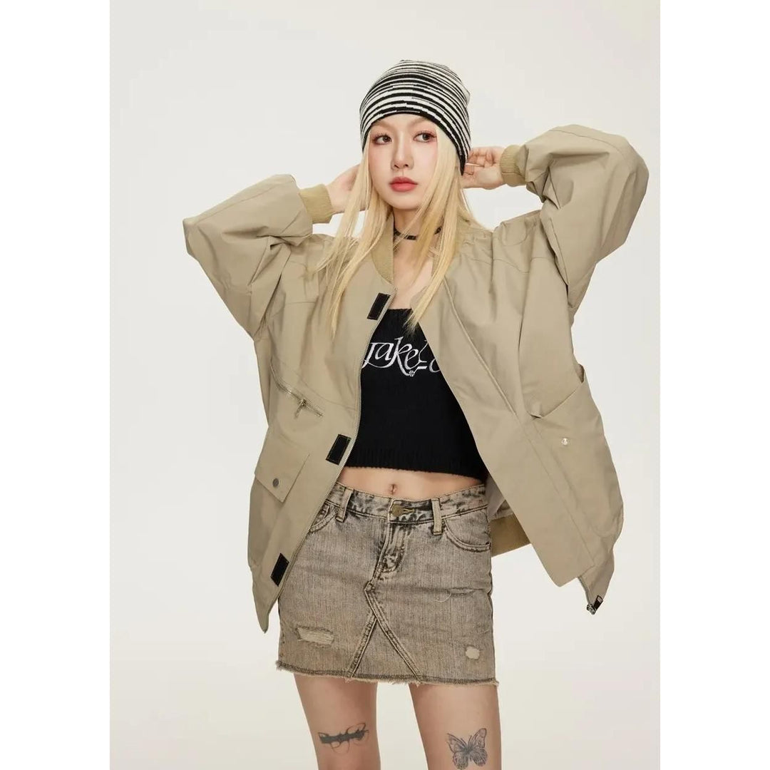 Streetwear Women's Bomber Jacket with Pockets