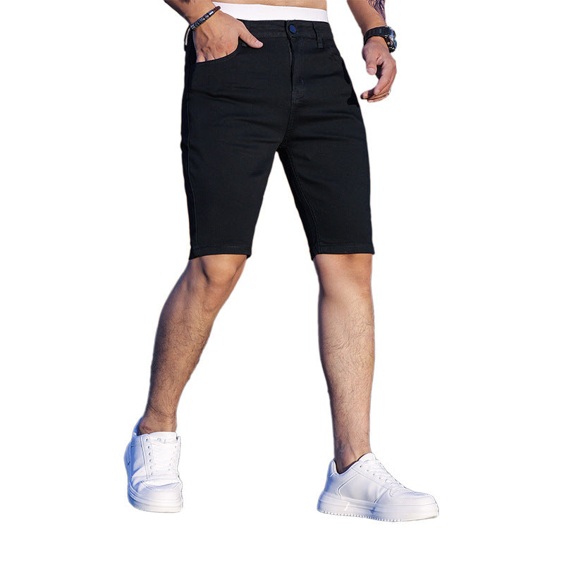 Men's Three-color Stretch Tight Denim Shorts