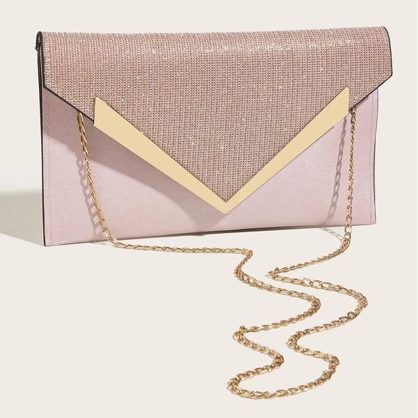 Shimmering Sequin Evening Clutch with Chain