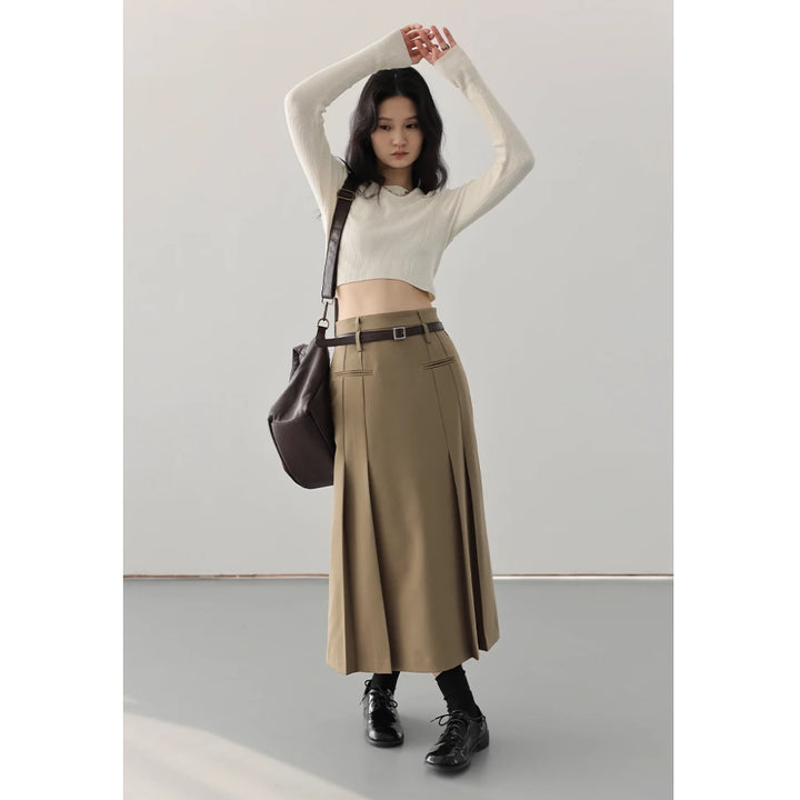 High Waist Pleated A-Line Skirt for Women