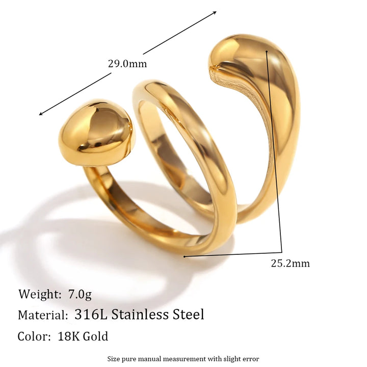 18K Gold Plated Double Layered Spiral Snake Ring