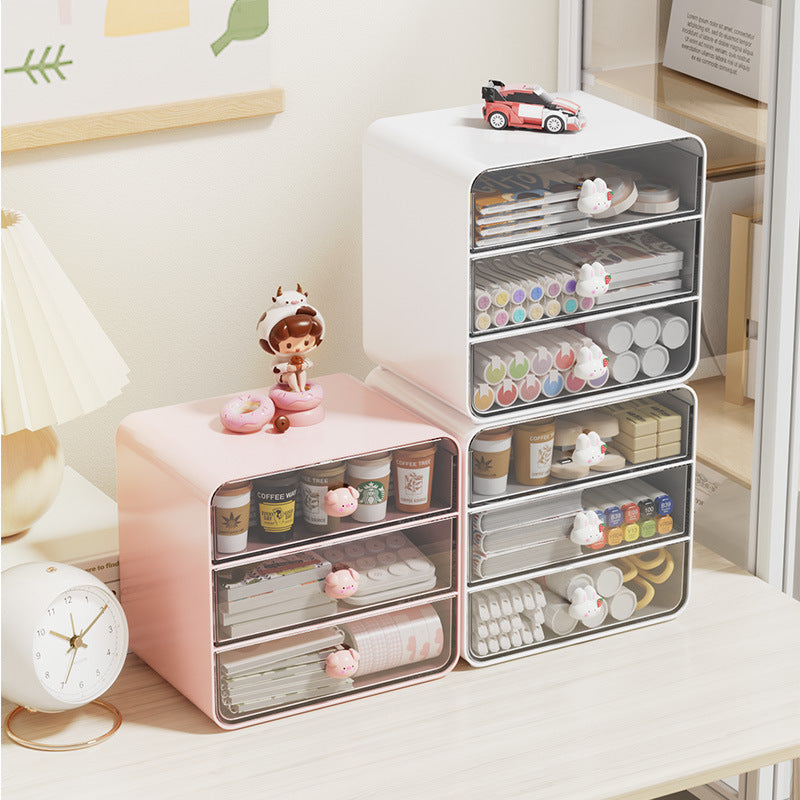 Clear Acrylic Desk Organizer with 3 Pull-Out Drawers