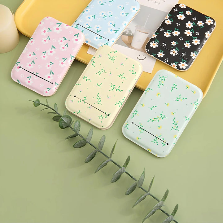 Floral Flip Folding Makeup Mirror Portable Pocket Mirror Ladies Rectangular Makeup Mirror Handheld Vanity Mirror