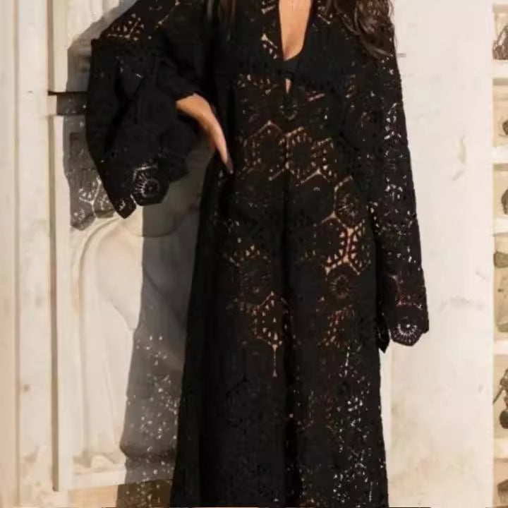 Women's Lace Embroidered Long Sleeve Dress