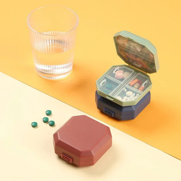 Portable Mini Pill Box - 6 Grids Travel Medicine Organizer