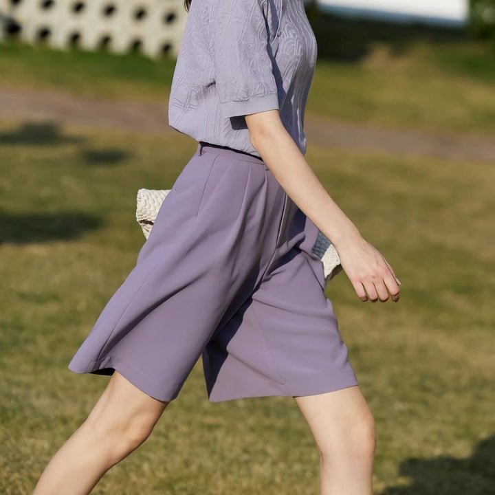 Elegant Wide-Leg Shirred Shorts for Women