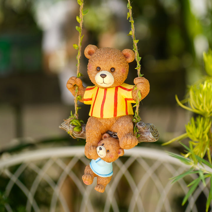 Mother And Child Bear Sitting On Swing Ornament