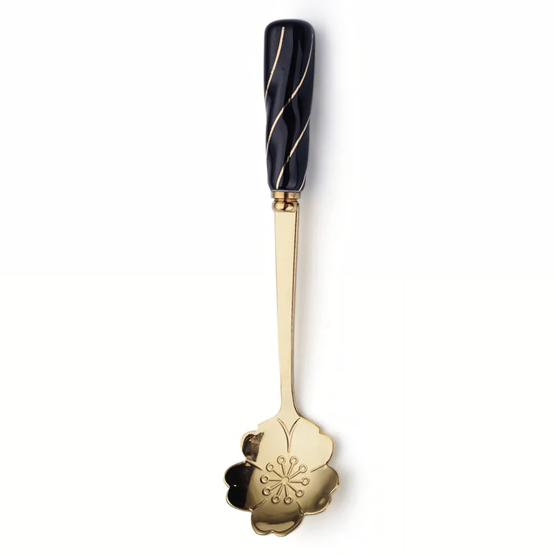 Elegant Mini Stainless Steel Flower Teaspoon with Ceramic Handle