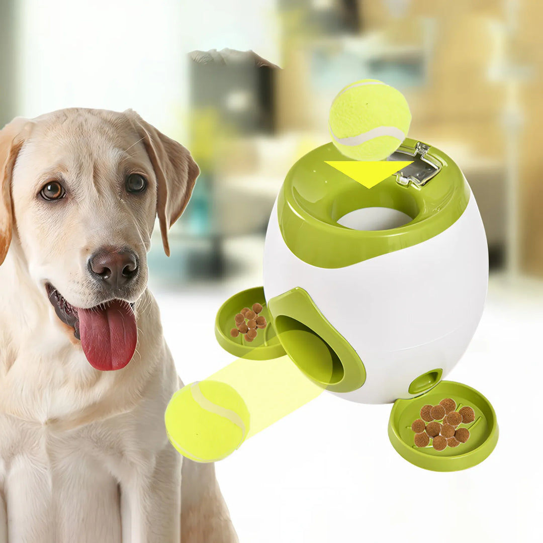 2-in-1 Interactive Dog Tennis Launcher & Treat Dispenser Toy