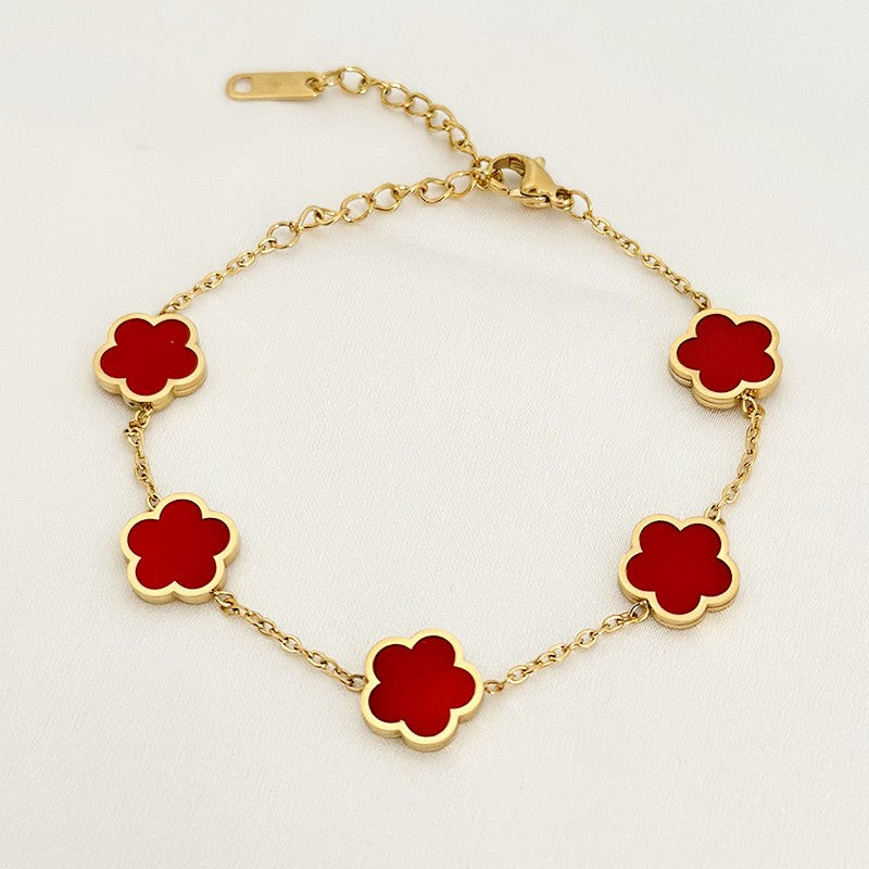 Luxury Green Flower Charm Bracelet and Necklace for Women