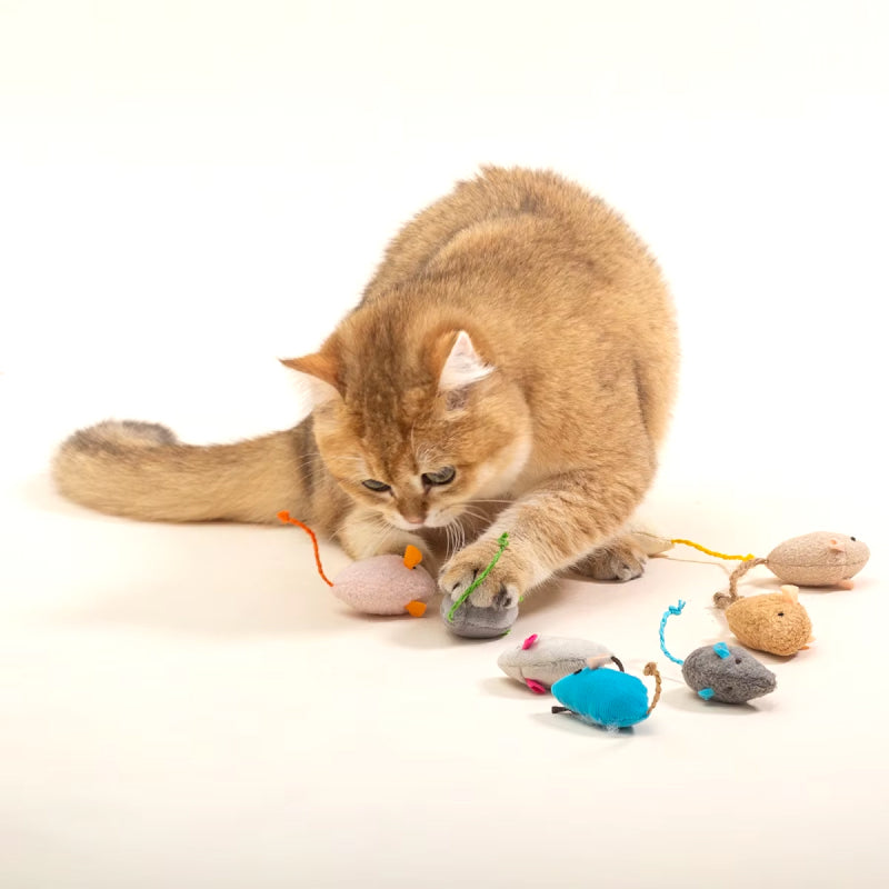 Interactive Colorful Plush Mouse Toy for Cats