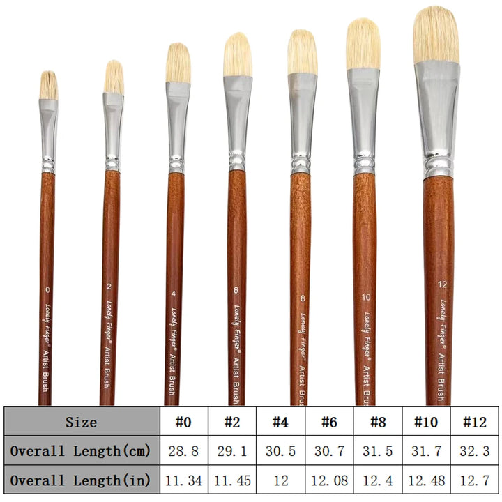 7pcs Premium Long Handled Natural Bristle Paint Brush Set