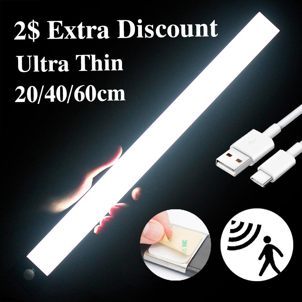 Motion Sensor LED Under Cabinet Light USB Rechargeable Wardrobe Closet Night Light For Kitchen Indoor Wall Lamps - Trendha