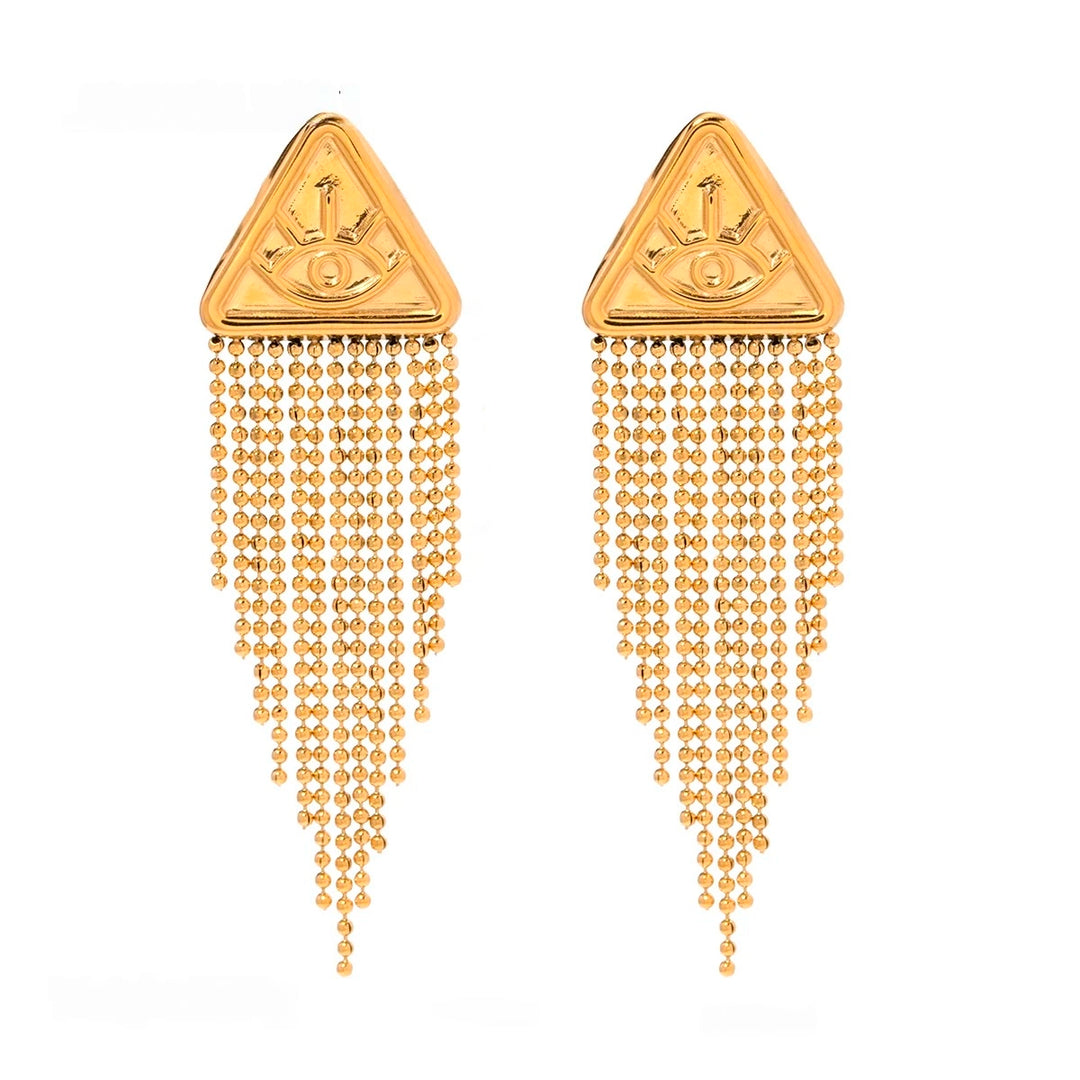Gold-Plated Stainless Steel Triangle Drop Earrings