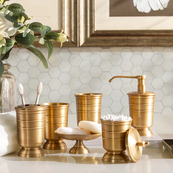 Golden Retro Brushed Brass Bathroom Set