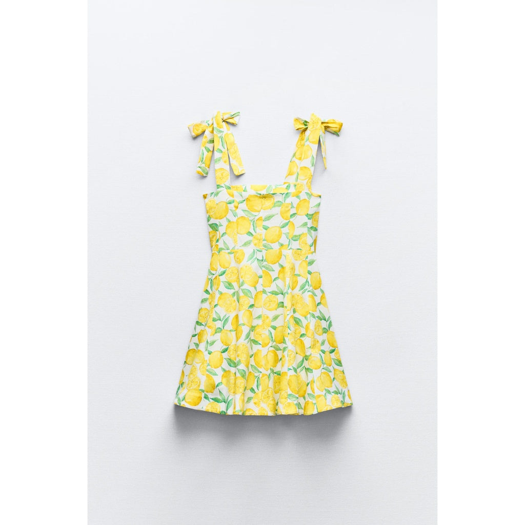 Fruit Print Sleeveless Summer Beach Dress