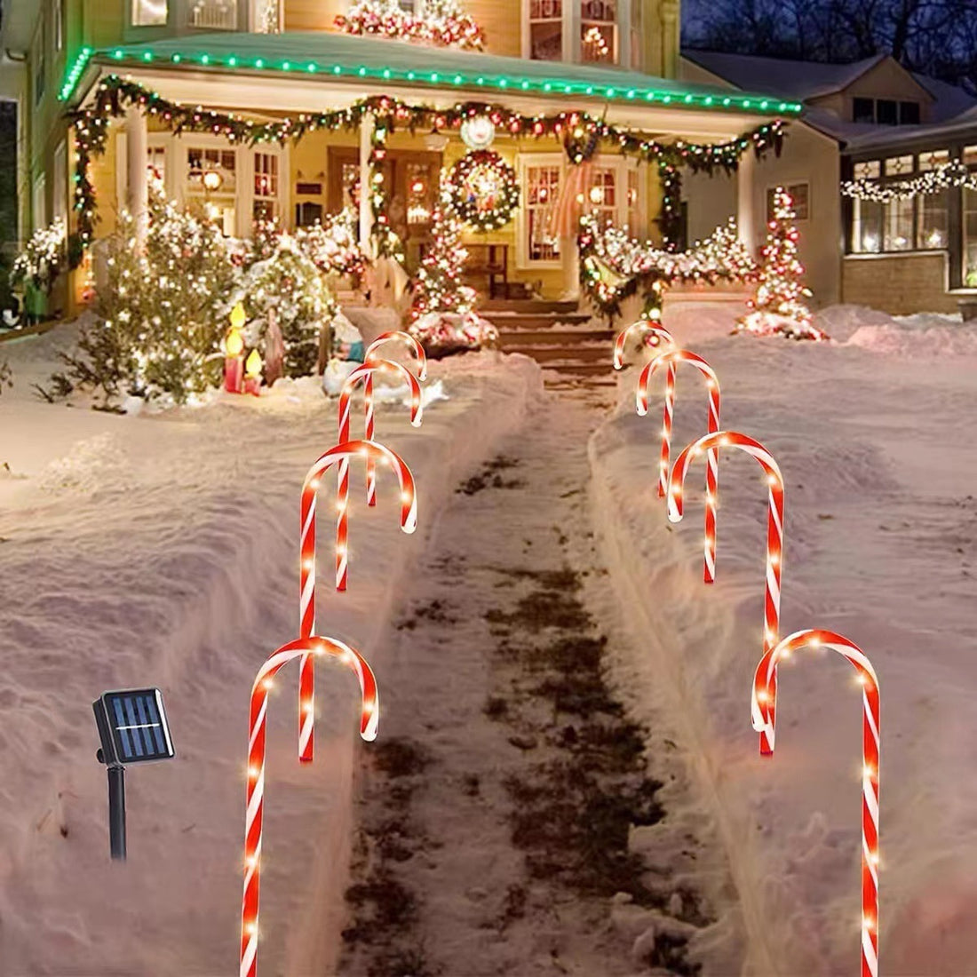 Solar Candy-Cane Stake Light Set
