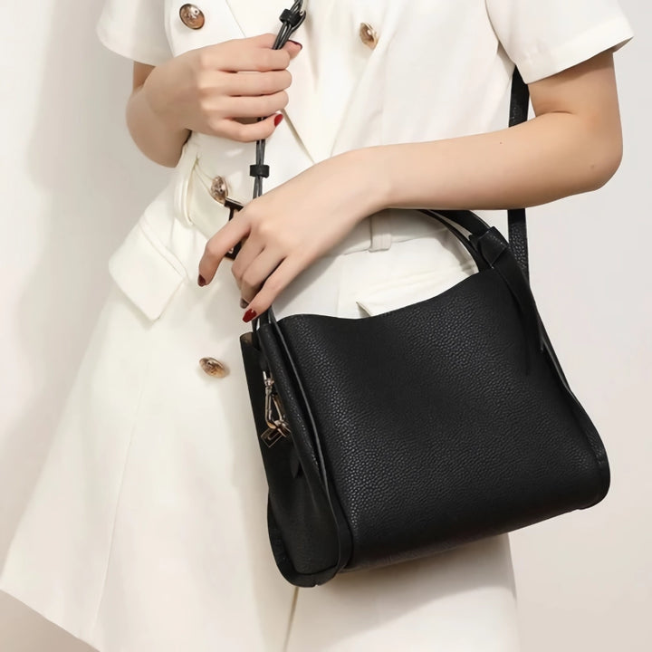 Luxurious Soft Leather Shoulder Bag for Women with Complimentary Scarf