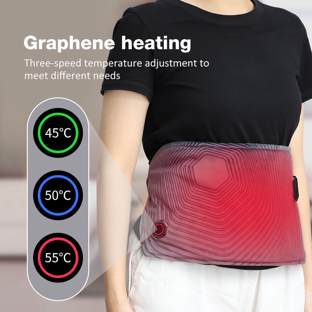 Electric Heated Waist & Uterus Warming Belt with Graphene Heating Pads – 3 Gear Hot Compress for Full-Body Relief