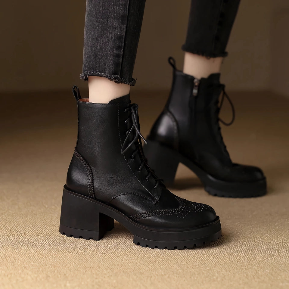 Autumn Winter Women's Fashion Knight Boots with Side Zipper and Chunky Heel