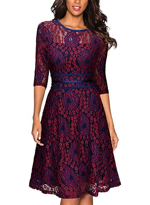 Women's Stitching Lace Slim Dress