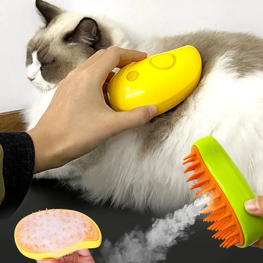 3-in-1 Electric Spray Cat Brush - Cute Mango Design