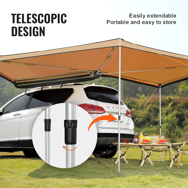 Retractable 270° Car Side Awning UV50+ Waterproof Shelter