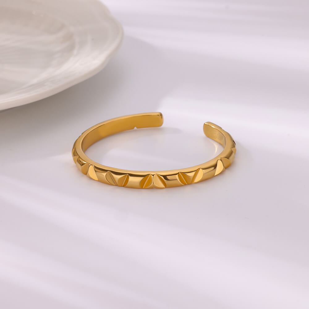 Handmade Gold-Tone Stainless Steel Geometric Cuff Bracelet