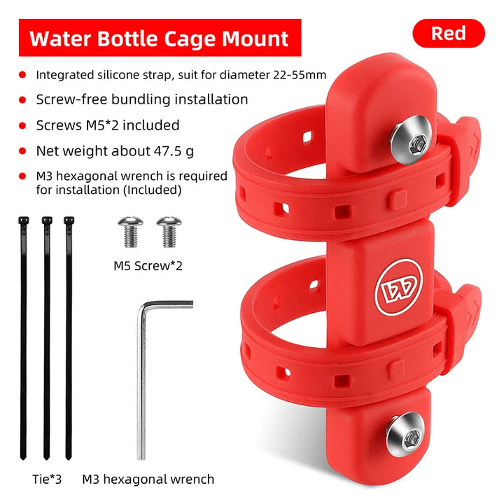 Adjustable Bicycle Water Bottle Holder with Integrated Strap