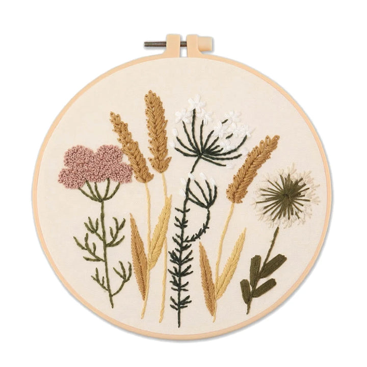 Beginner Floral Embroidery Kit with Cross Stitch Patterns