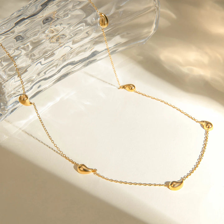 18K Gold PVD Plated Stainless Steel Water Drop Necklace for Women