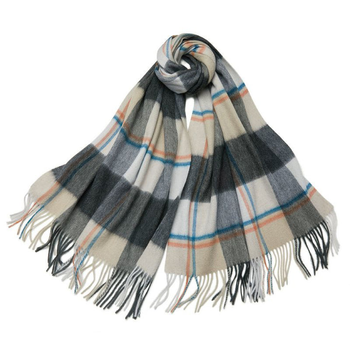 Elegant Plaid Cashmere Shawl - Long Warm Tassel Wrap