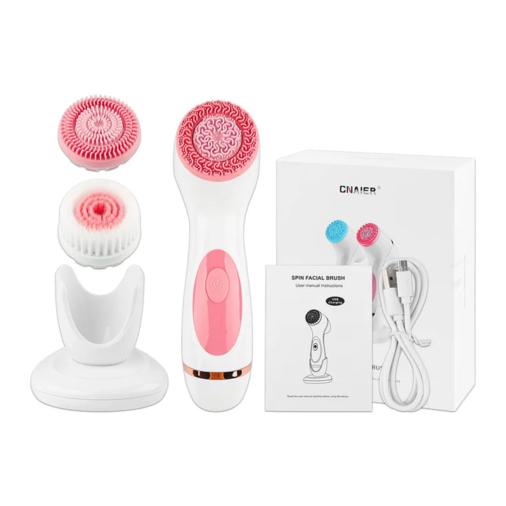 3-in-1 Ultrasonic Facial Cleansing Brush & Massager