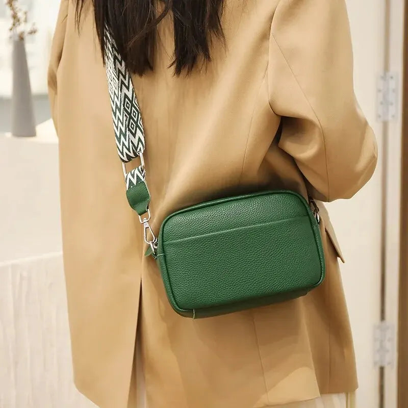 Small Crossbody Bag with Patterned Shoulder Strap