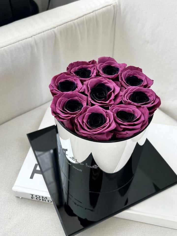 Bowknot Spherical Flower Pot Black Plum Preserved Flowers