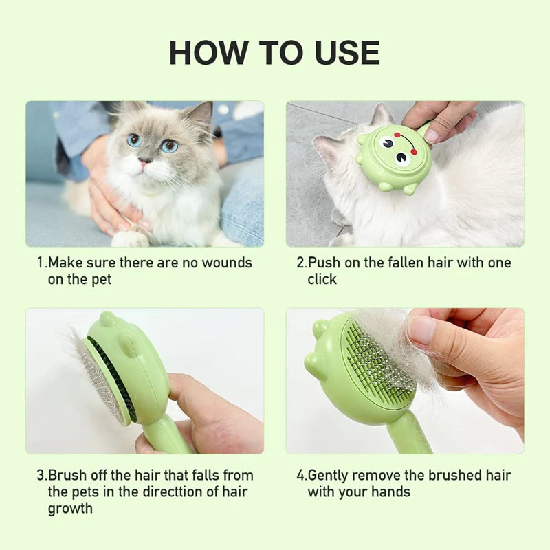 Self-Cleaning Pet Grooming Brush for Cats & Dogs