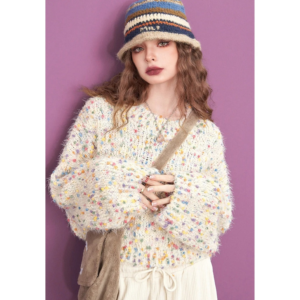 Colorful Dots Loose Knitwear for Women