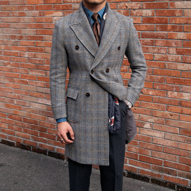 Retro High-quality Wool Plaid Polo Coat