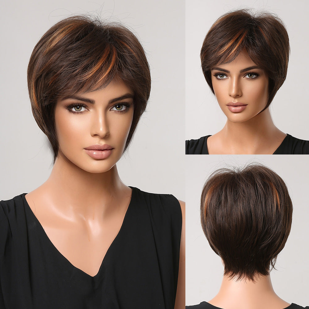 Wig Women's Short Hair Natural Full-head Wig Style