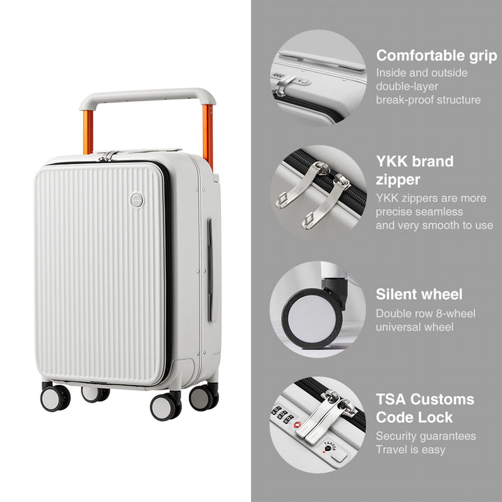 Luxury Wide Handle PC Suitcase with Front Laptop Pocket