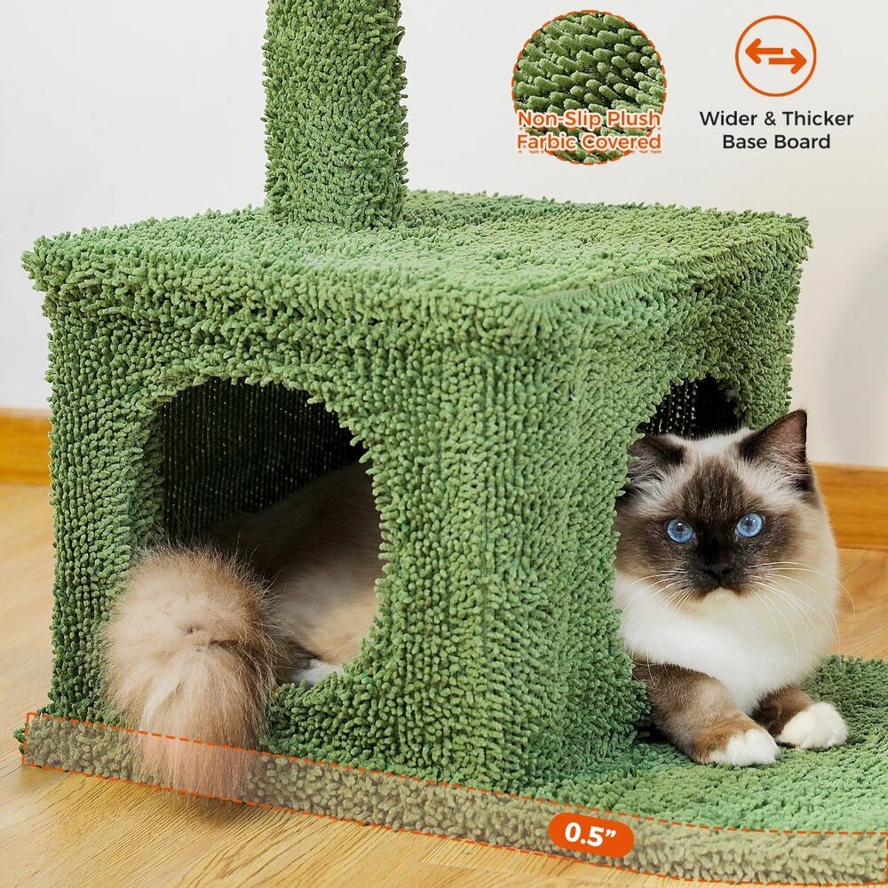 Cactus Cat Tree Condo with Hammock, Scratching Post, and Sisal Rope