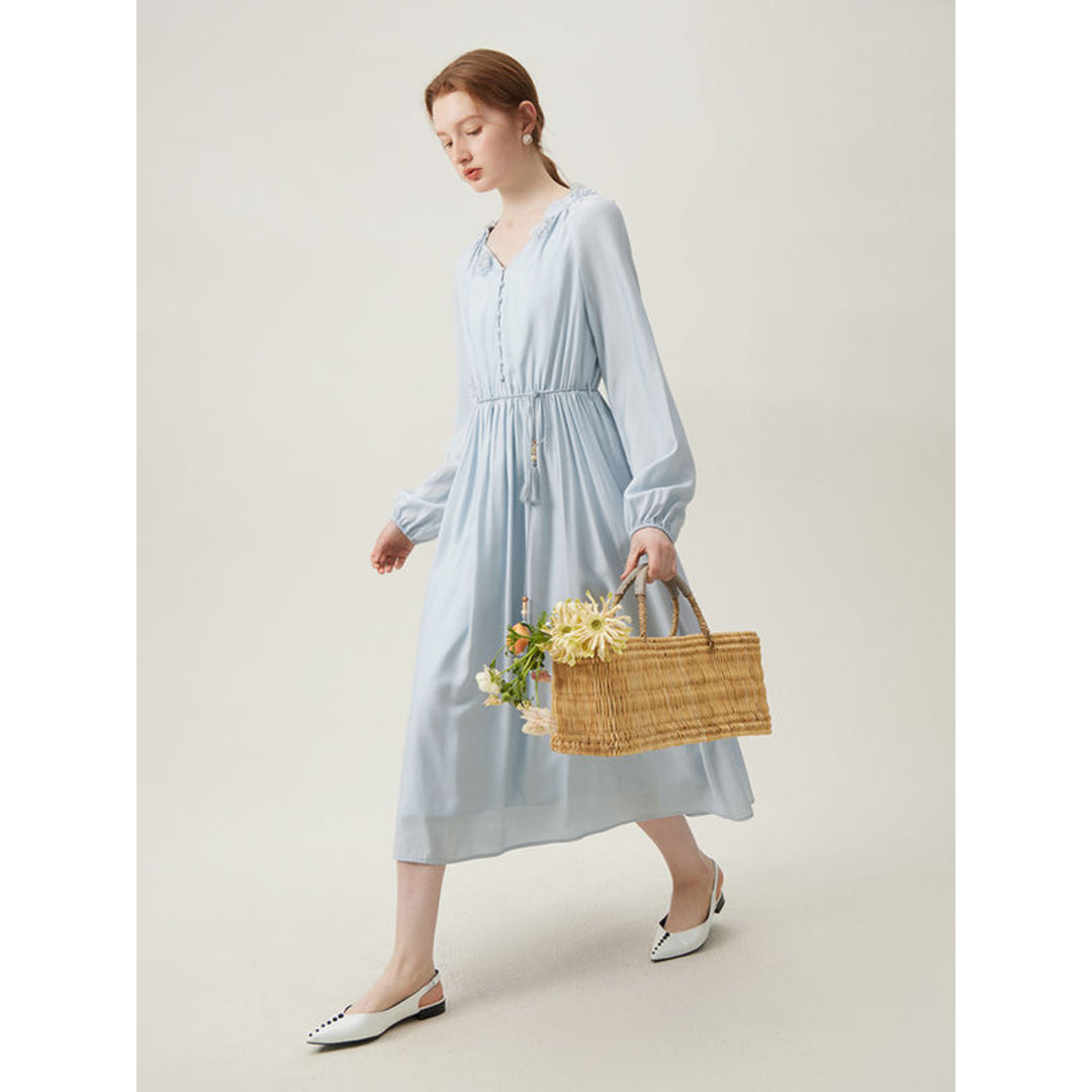 French Pastoral Style Long-sleeved Dress for Women