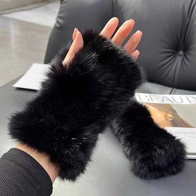 Sweet Warm And Thickened Rex Rabbit Fur Gloves