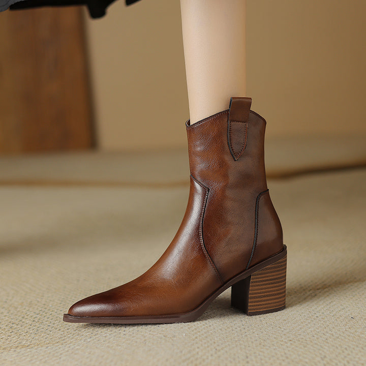 Autumn Women's Pointed Toe Chunky Heel Chelsea Boots