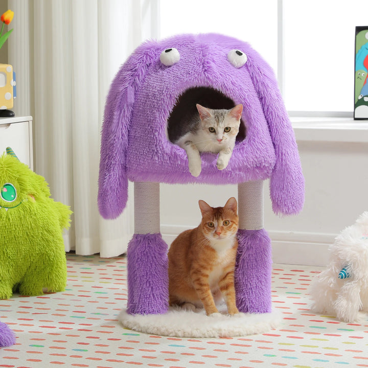 Purple Monster Cat Tree Tower with Big Condo & Sisal-Wrapped Legs