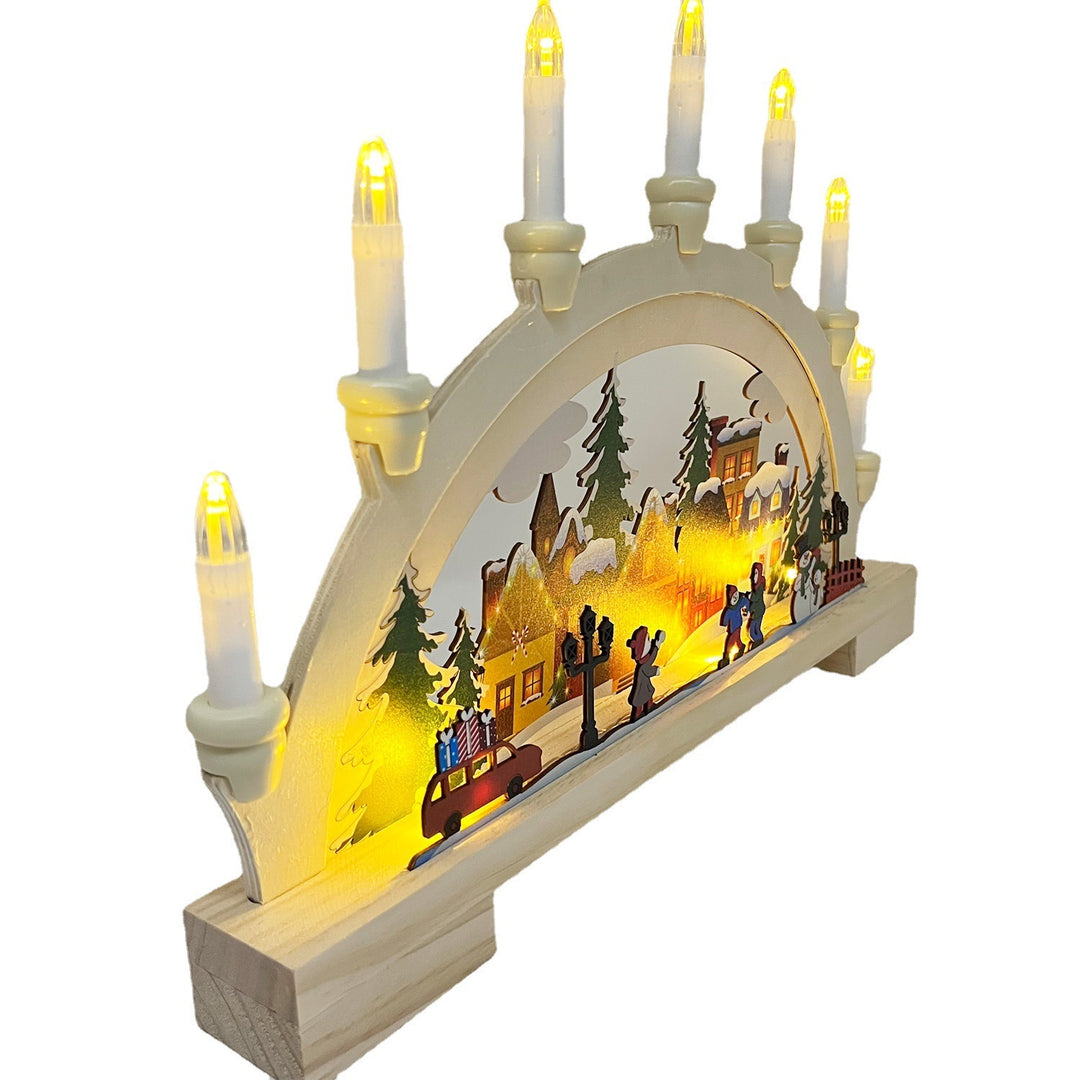 Wooden Christmas LED Bridge Lamp Decorations