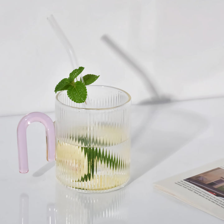 Heat Resistant Glass Mug with Colorful Handle