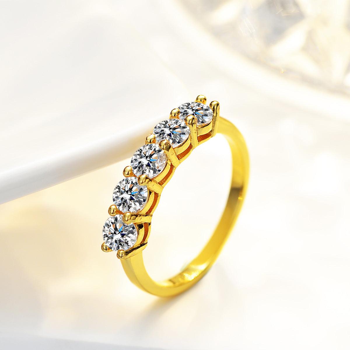 5-star Seven Star Diamond Female S925 Silver Ring - Trendha